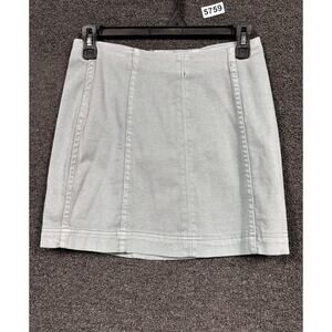 Newbury Kustom Pencil Mini Skirt Womens Size S Green Denim Stretchy Back Zipper